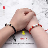 Sterling Silver Brave Bracelet Beaded Red Rope Braided