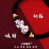 Sterling Silver Brave Bracelet Beaded Red Rope Braided