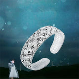 Sterling Silver Gypsophila Bracelet Wide Face Open Bracelet