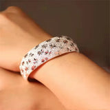 Sterling Silver Gypsophila Bracelet Wide Face Open Bracelet