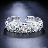 Sterling Silver Gypsophila Bracelet Wide Face Open Bracelet