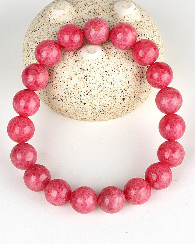 Red Rhodonite Stretch Crystal Bracelet for Women