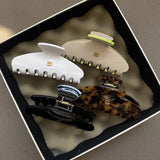 Metallic Letter B Acetic Acid Leopard Print Hair Clip Claw