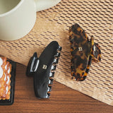 Metallic Letter B Acetic Acid Leopard Print Hair Clip Claw