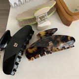 Metallic Letter B Acetic Acid Leopard Print Hair Clip Claw