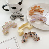 Rainbow Stripe Floral Hair Claw Clip Flower Shape Acetate Shark Claw