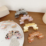 Rainbow Stripe Floral Hair Claw Clip Flower Shape Acetate Shark Claw