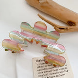 Rainbow Stripe Floral Hair Claw Clip Flower Shape Acetate Shark Claw