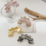 Rainbow Stripe Floral Hair Claw Clip Flower Shape Acetate Shark Claw