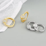 Sterling Silver Zircon Hoops Earrings Women CZ Wedding Jewelry