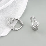 Sterling Silver Zircon Hoops Earrings Women CZ Wedding Jewelry