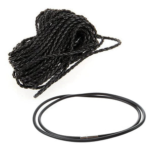 9M Braided Leather Necklace Cord String DIY 3Mm With 3Mm Rubber Cord - 24 Inch