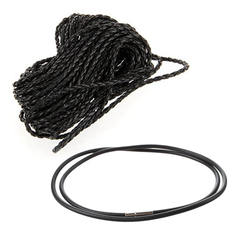 9M Braided Leather Necklace Cord String DIY 3Mm With 3Mm Rubber Cord - 24 Inch