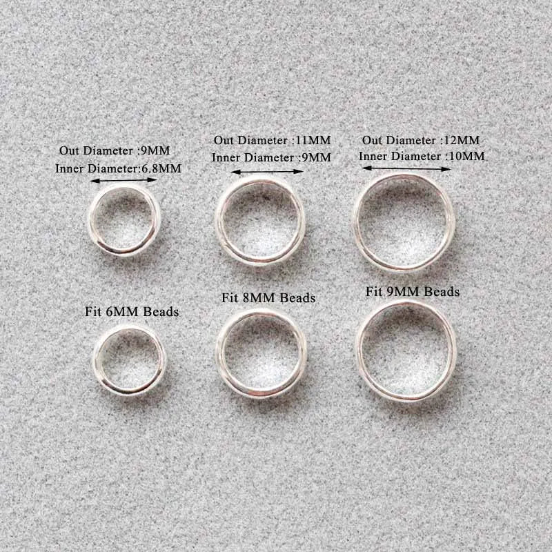 925 Sterling Silver Round Circle Ring Spacer Beads Frame Spacer Beads Alien Bead