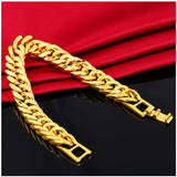 9MM 24K Pure Bracelet for Men Women Chain Bangles Wristband Pulseira Homme