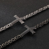 9MM Chain Cross Bracelet Plated Stainless Steel Men's Bracelets
