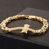 9MM Chain Cross Bracelet Plated Stainless Steel Men's Bracelets