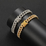9MM Double Line Crystal Bracelet Men And Women Allloy Cuban Bracelet