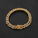 9MM Double Line Crystal Bracelet Men And Women Allloy Cuban Bracelet