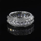 Plated Cubic Zirconia Round Cut Eternity Ring for Women Wedding Band