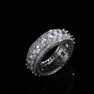 Plated Cubic Zirconia Round Cut Eternity Ring for Women Wedding Band