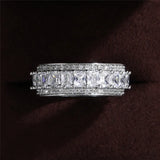 Plated Cubic Zirconia Round Cut Eternity Ring for Women Wedding Band