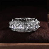 Plated Cubic Zirconia Round Cut Eternity Ring for Women Wedding Band