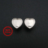 Heart Bezel Stud Earrings 925 Silver DIY Supplies