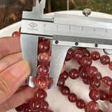 9MM Ice Red Strawberry Quartz Bracelet Round Crystal Beads
