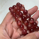 9MM Ice Red Strawberry Quartz Bracelet Round Crystal Beads