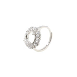 9MM Round Bezel Flower Rose Plated Solid 925 Sterling Silver DIY Adjustable Ring