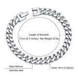 9MM Wide Cuban Chain Bracelet for Men, Waterproof Stainless Steel Wristband