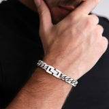 9MM Wide Cuban Chain Bracelet for Men, Waterproof Stainless Steel Wristband