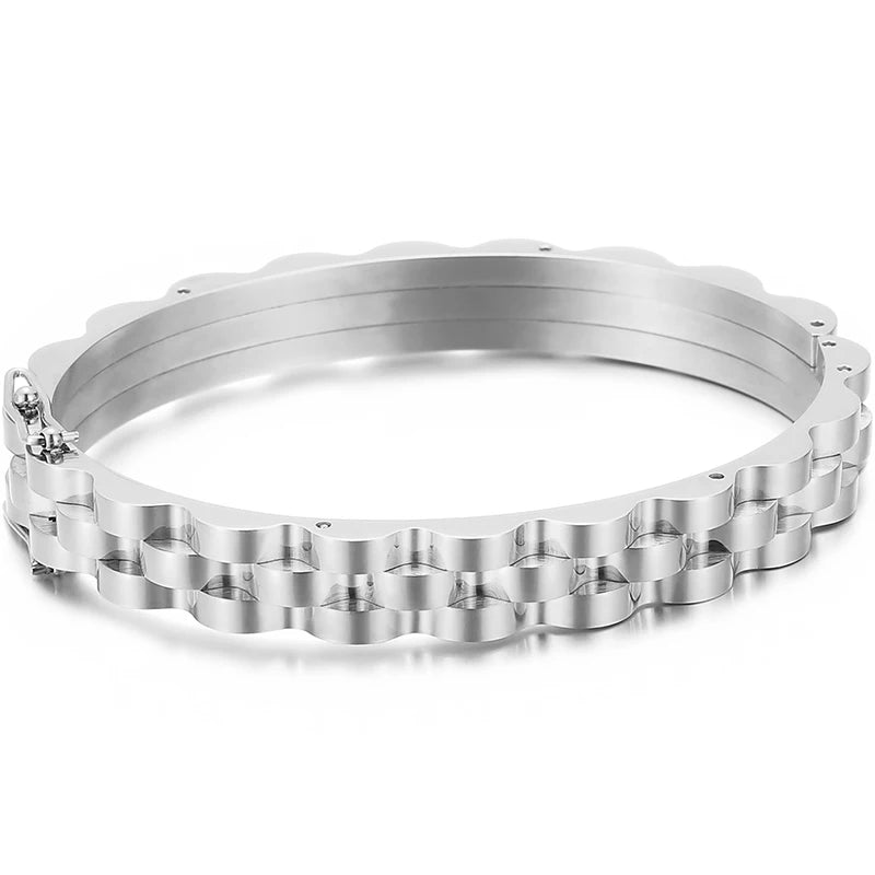 9MM Wide Cuff Bangle Bracelet For Men - Stainless Steel Jewelry