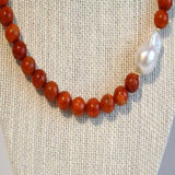 9MM Grass Coral Baroque Pearl Necklace 18 Inches