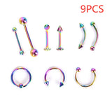 9PCS/10PCS Stainless Steel Body Piercing Jewelry Set