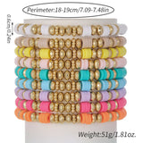 9PCS/Set Colorful Soft Pottery Slice Bracelet Bohemian Style