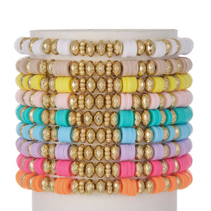 9PCS/Set Colorful Soft Pottery Slice Bracelet Bohemian Style