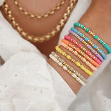 9PCS/Set Colorful Soft Pottery Slice Bracelet Bohemian Style