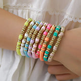9PCS/Set Colorful Soft Pottery Slice Bracelet Bohemian Style