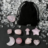 9PCS Rose Quartz Labradorite Crystal Set Home Decor Craft Stones