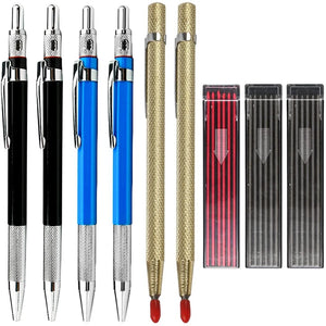 9Pcs 2mm Carpenter Pencil Set with Mechanical Pencil & Carbide Scraper Tool