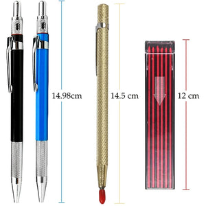 9Pcs 2mm Carpenter Pencil Set with Mechanical Pencil & Carbide Scraper Tool