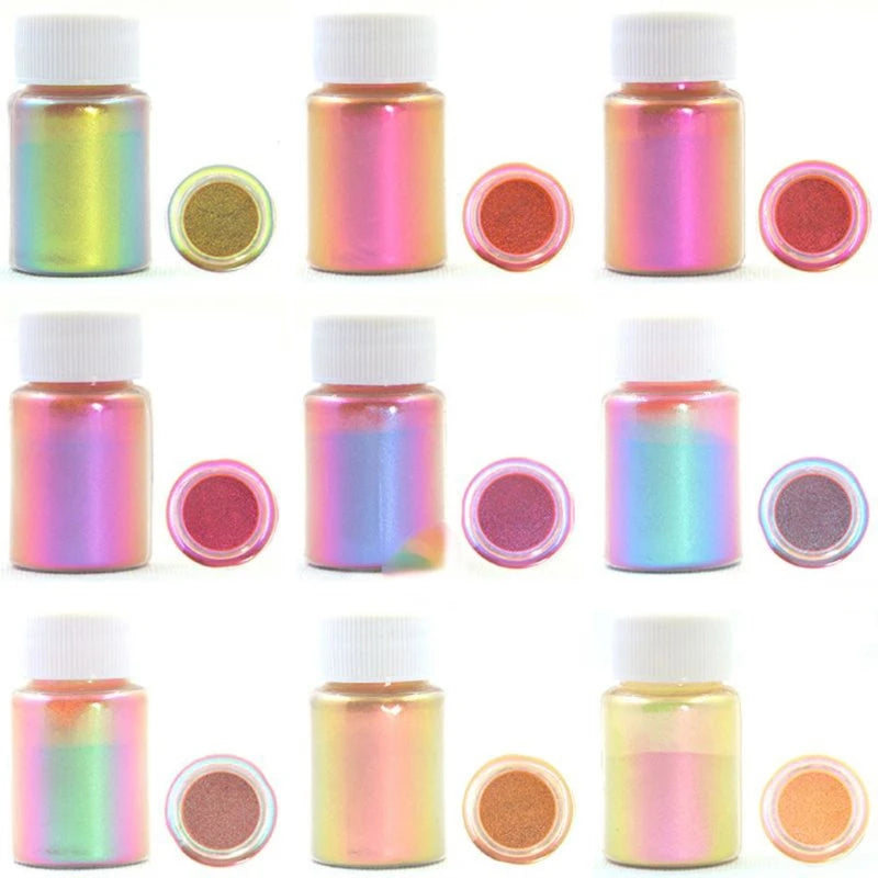 9Pcs Chameleons Pigment Pearlescent Epoxy Resin Glitter