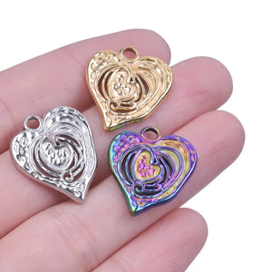 9Pcs Hammered Hollow Heart Charms Pendant for DIY Earrings Necklaces
