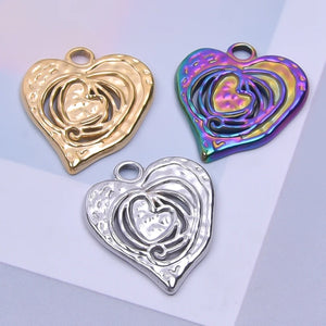 9Pcs Hammered Hollow Heart Charms Pendant for DIY Earrings Necklaces