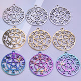 9Pcs Stainless Steel Horoscope Zodiac Sign Charms Witch Pentagram Pendant