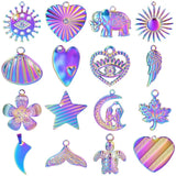 9Pcs Evil Eye Sea Animal Shell Charms Stainless Steel Pendant For Jewelry Making