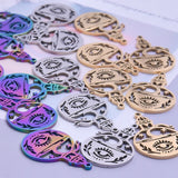 Stainless Steel Triple Crescent Moon Star Charms Pendant