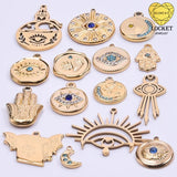 Stainless Steel Triple Crescent Moon Star Charms Pendant
